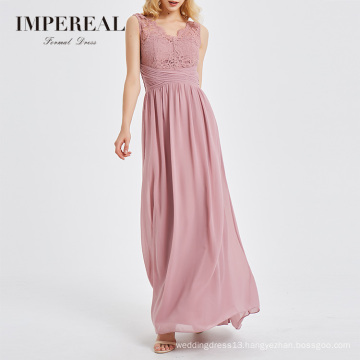 Pink Evening Dress Manufacturer Embroidered Lace Logo Custom Evening Dress